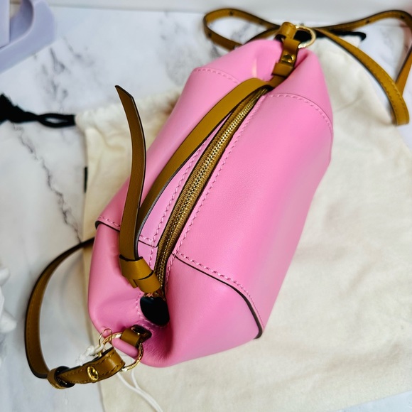 NEW! Ulla Johnson Rosebloom Pink Leather Imogen Small Soft Convertible Crossbody - Picture 6 of 15